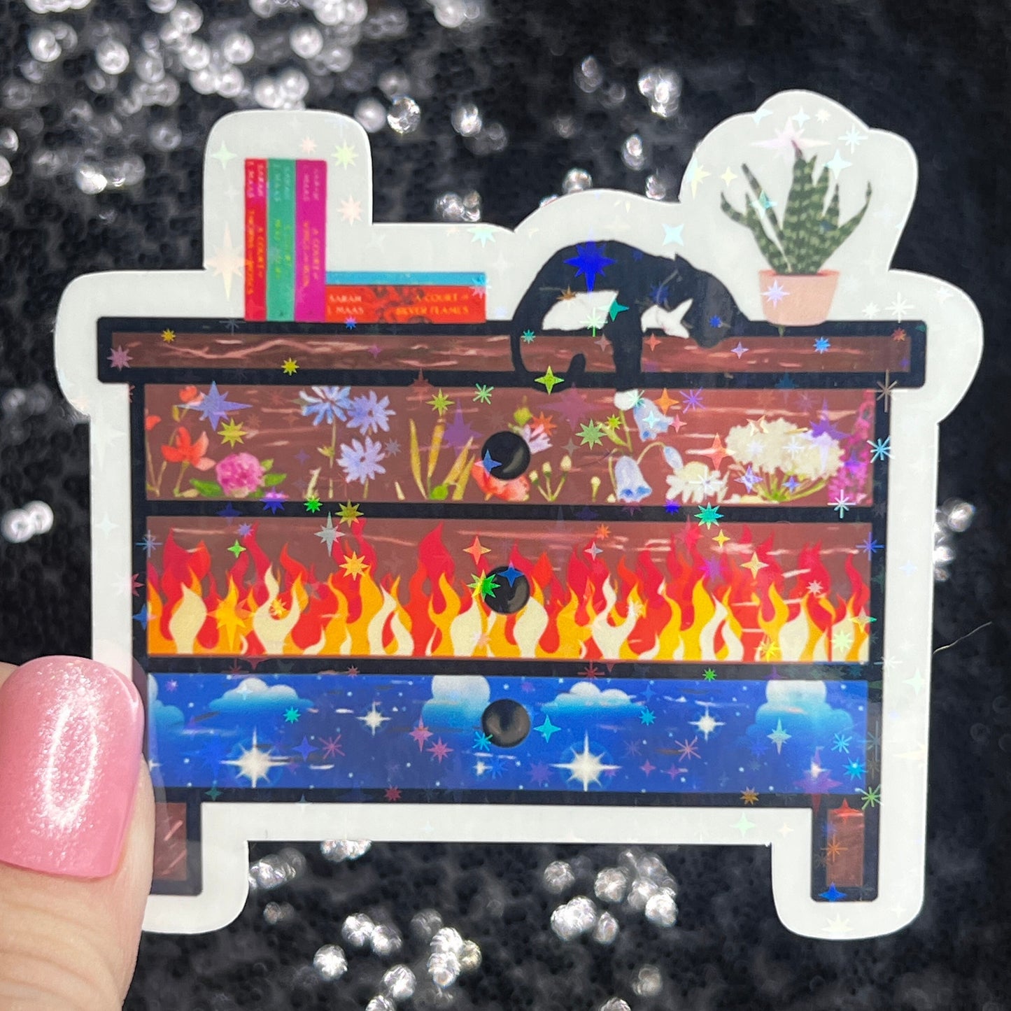 ACOTAR Nightstand Holographic Sticker SJM Lover Sparkly decal A Court of Thorn and Roses laptop kindle sticker Decal Suriel Velaris Decal