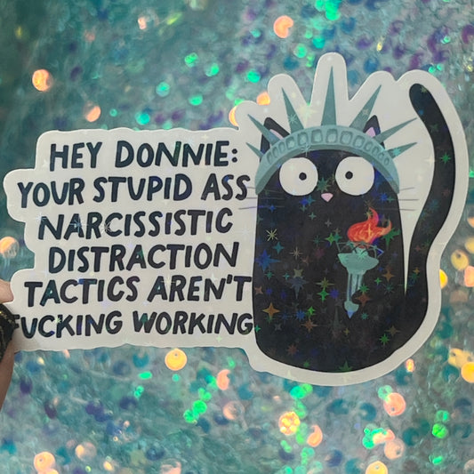 Hey Donnie! FDT Sparkly Holographic Sticker Release the files! Anti Trump JD Vance Pro Choice Sticker F Trump Be the Bear 8647