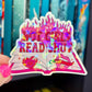 Hot Girls Read Smut Hot Pink Sticker Holographic Book Lover Sparkly Decal, Spicy Dark Romance Bookish, kindle waterbottle