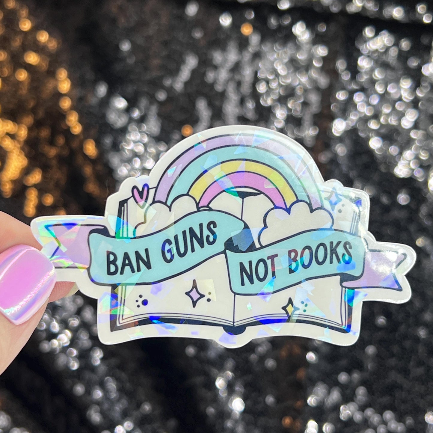 Ban Guns Not Books Holographic Sticker Kamala Decal Anti Trump Pro Choice Feminist Sticker Liberal Democrat