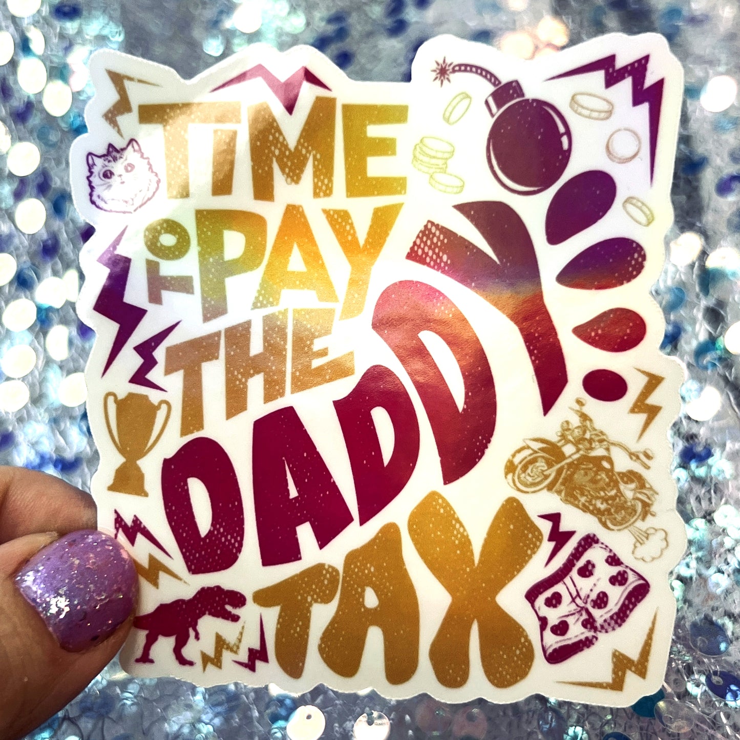 Dungeon Crawler Carl Daddy Tax Rainbow Reflective Sticker