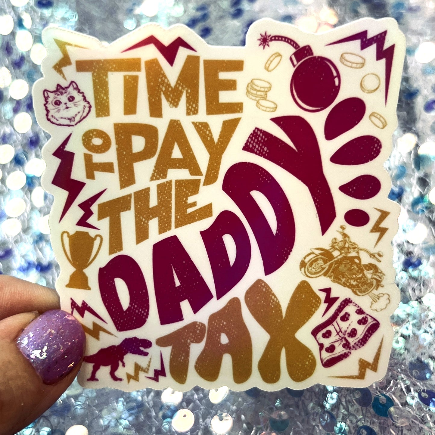 Dungeon Crawler Carl Daddy Tax Rainbow Reflective Sticker