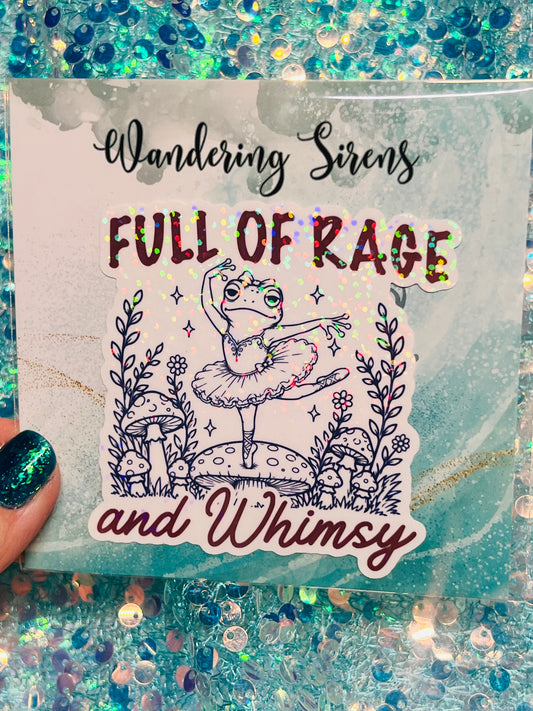 Full of Rage and Whimsy Holographic Ballerina Frog Sticker