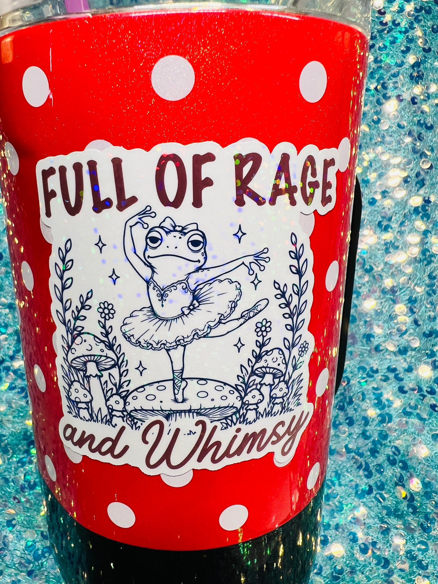 Full of Rage and Whimsy Holographic Ballerina Frog Sticker