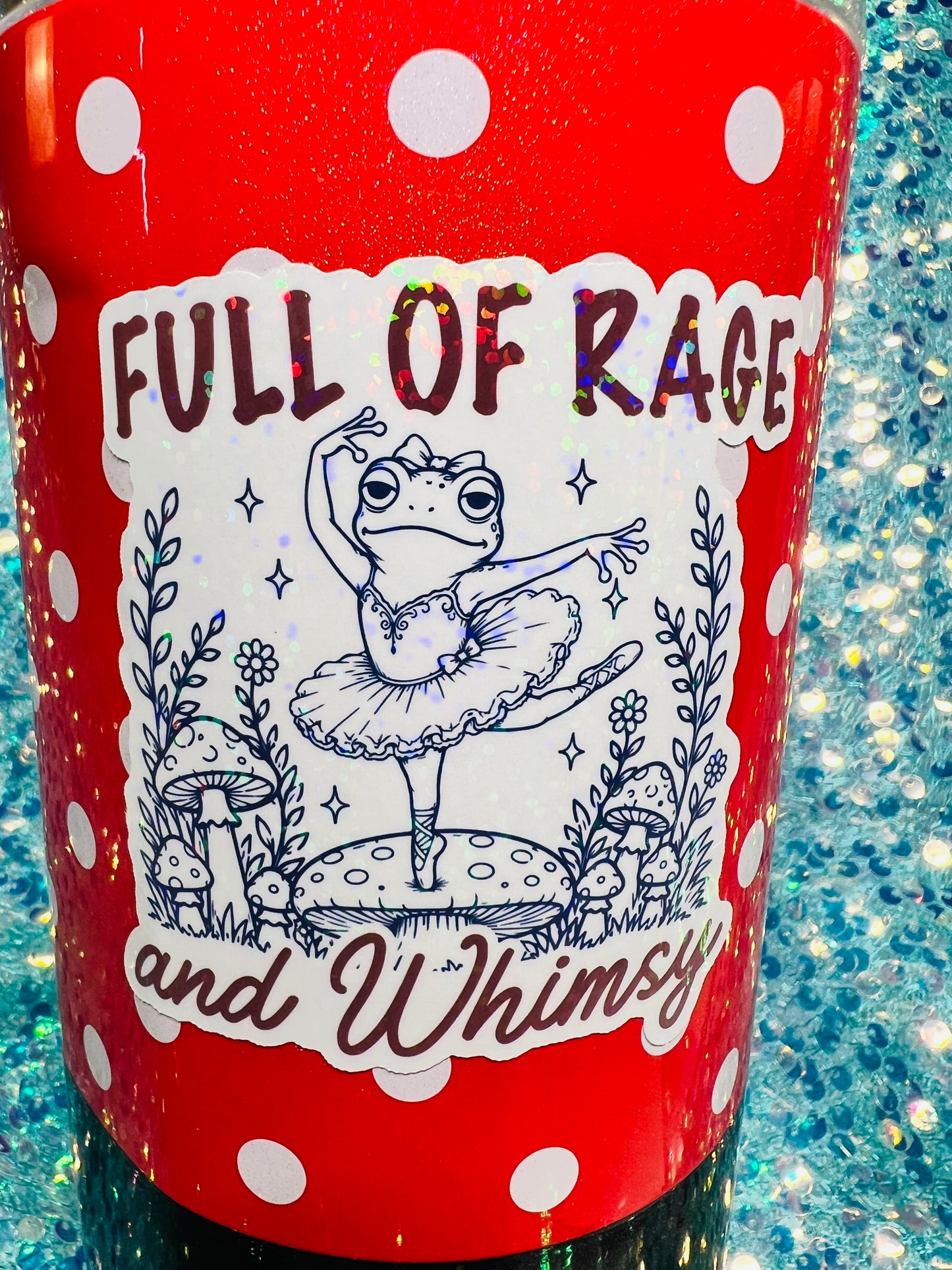 Full of Rage and Whimsy Holographic Ballerina Frog Sticker