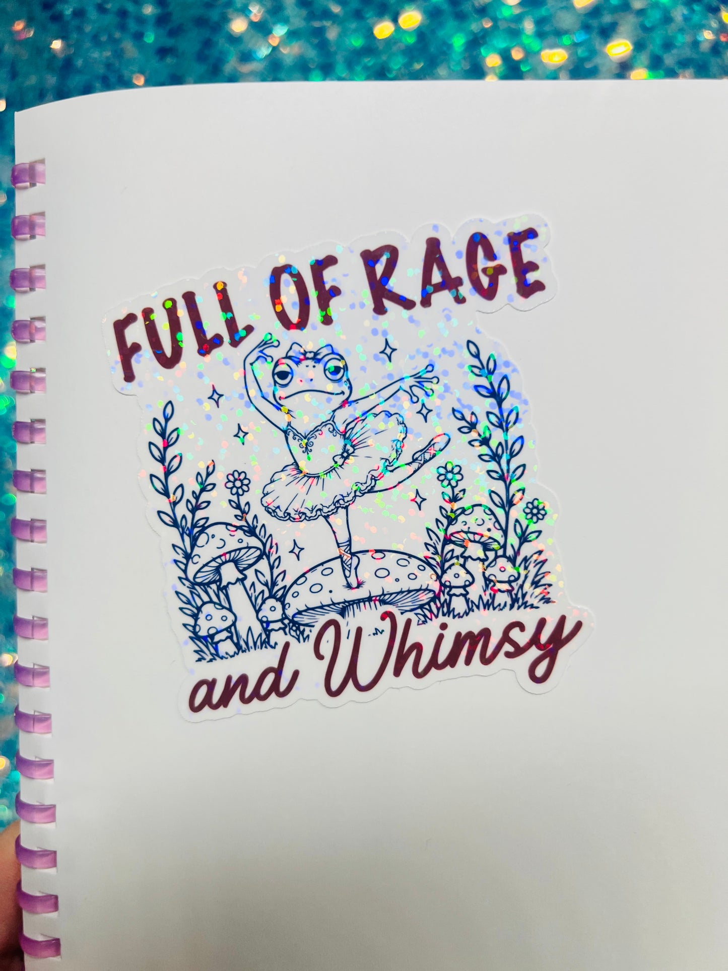 Full of Rage and Whimsy Holographic Ballerina Frog Sticker