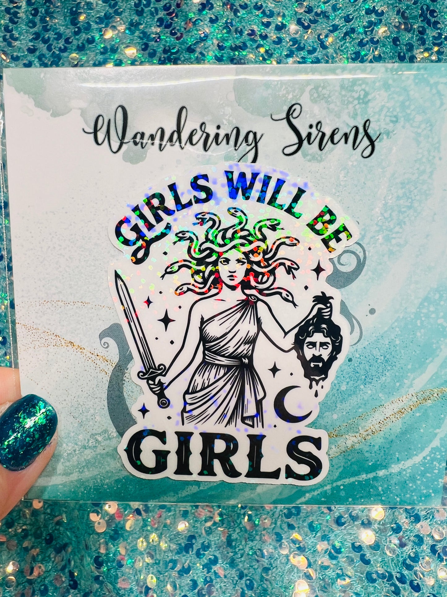 Girls Will Be Girls Holographic Medusa Feminine Rage Sticker
