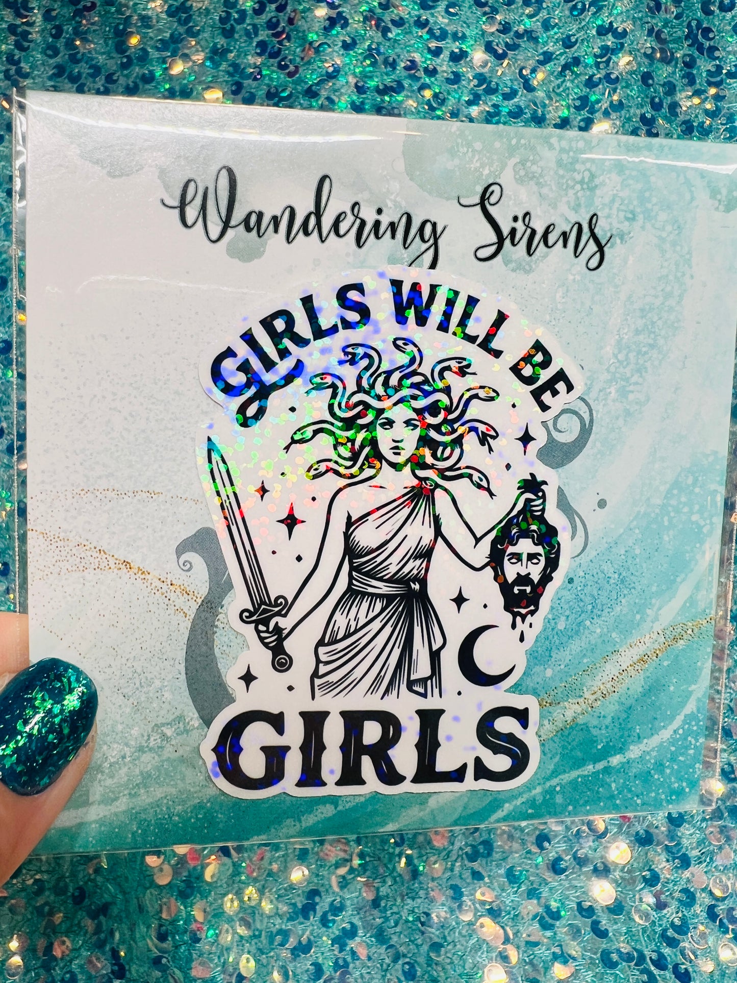 Girls Will Be Girls Holographic Medusa Feminine Rage Sticker