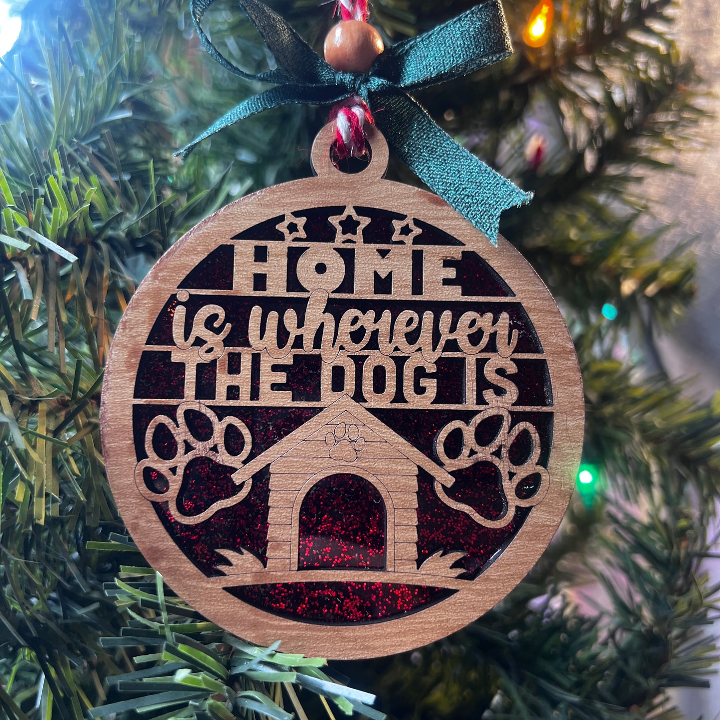Home is Wherever the Dog Is Christmas Ornament Handmade