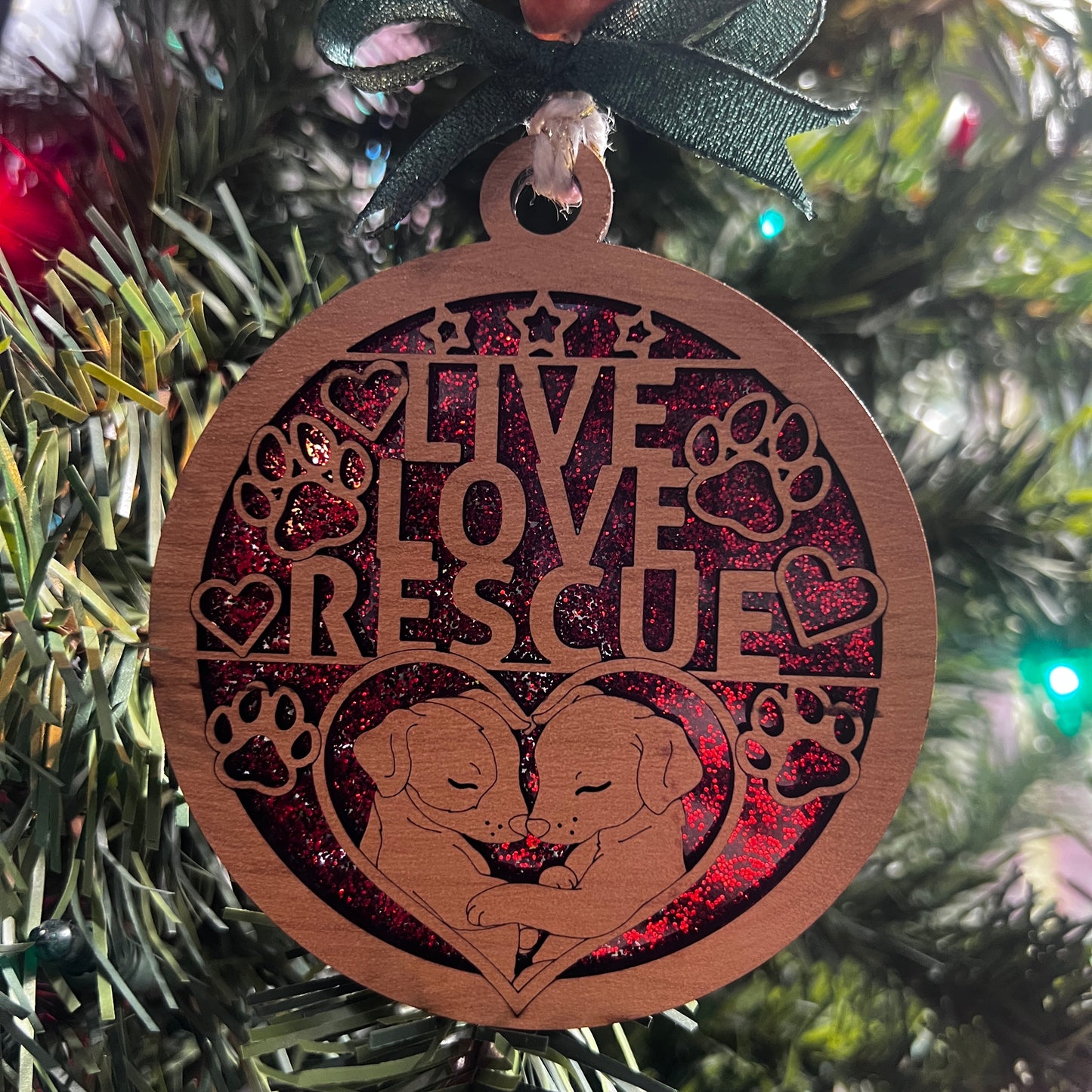 Live Love Rescue Christmas Ornament Handmade