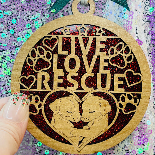 Live Love Rescue Christmas Ornament Handmade