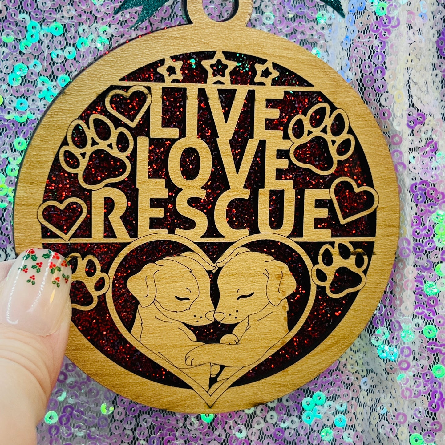 Live Love Rescue Christmas Ornament Handmade
