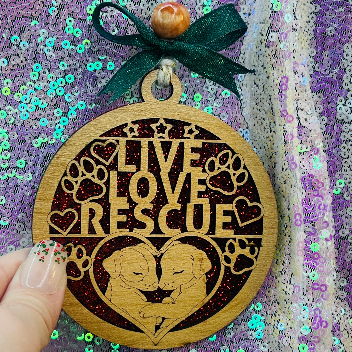 Live Love Rescue Christmas Ornament Handmade