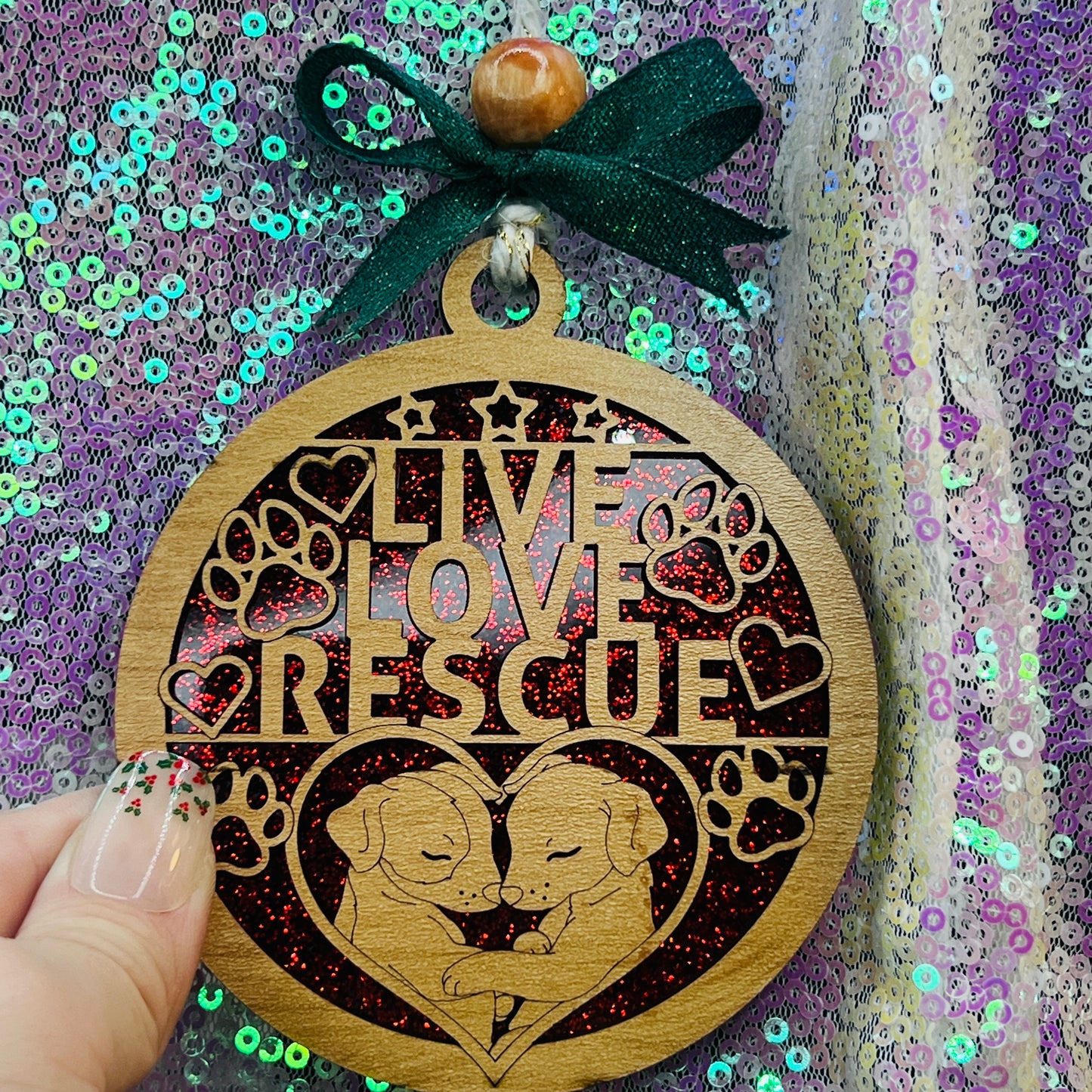 Live Love Rescue Christmas Ornament Handmade