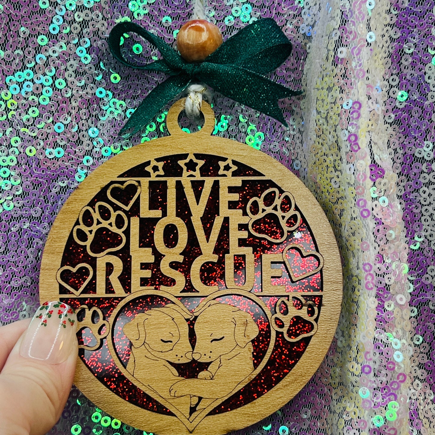 Live Love Rescue Christmas Ornament Handmade