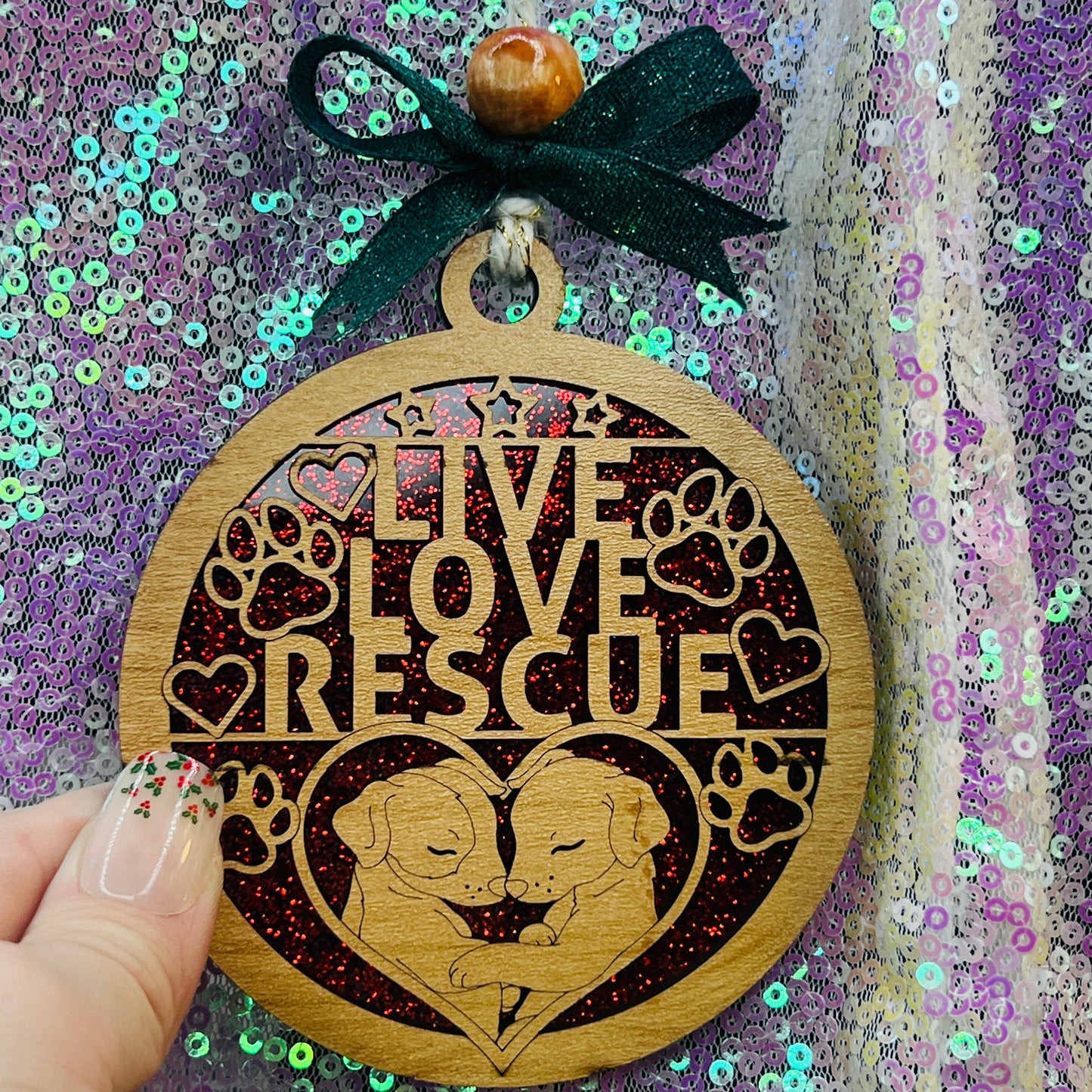 Live Love Rescue Christmas Ornament Handmade
