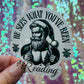 He Sees What You’ve Been Reading Holographic Santa Sticker – Book Lover Holiday Sticker