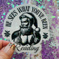 He Sees What You’ve Been Reading Holographic Santa Sticker – Book Lover Holiday Sticker