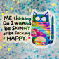 Funny Cat Meme Holographic Sticker – Skinny or Happy