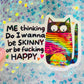 Funny Cat Meme Holographic Sticker – Skinny or Happy