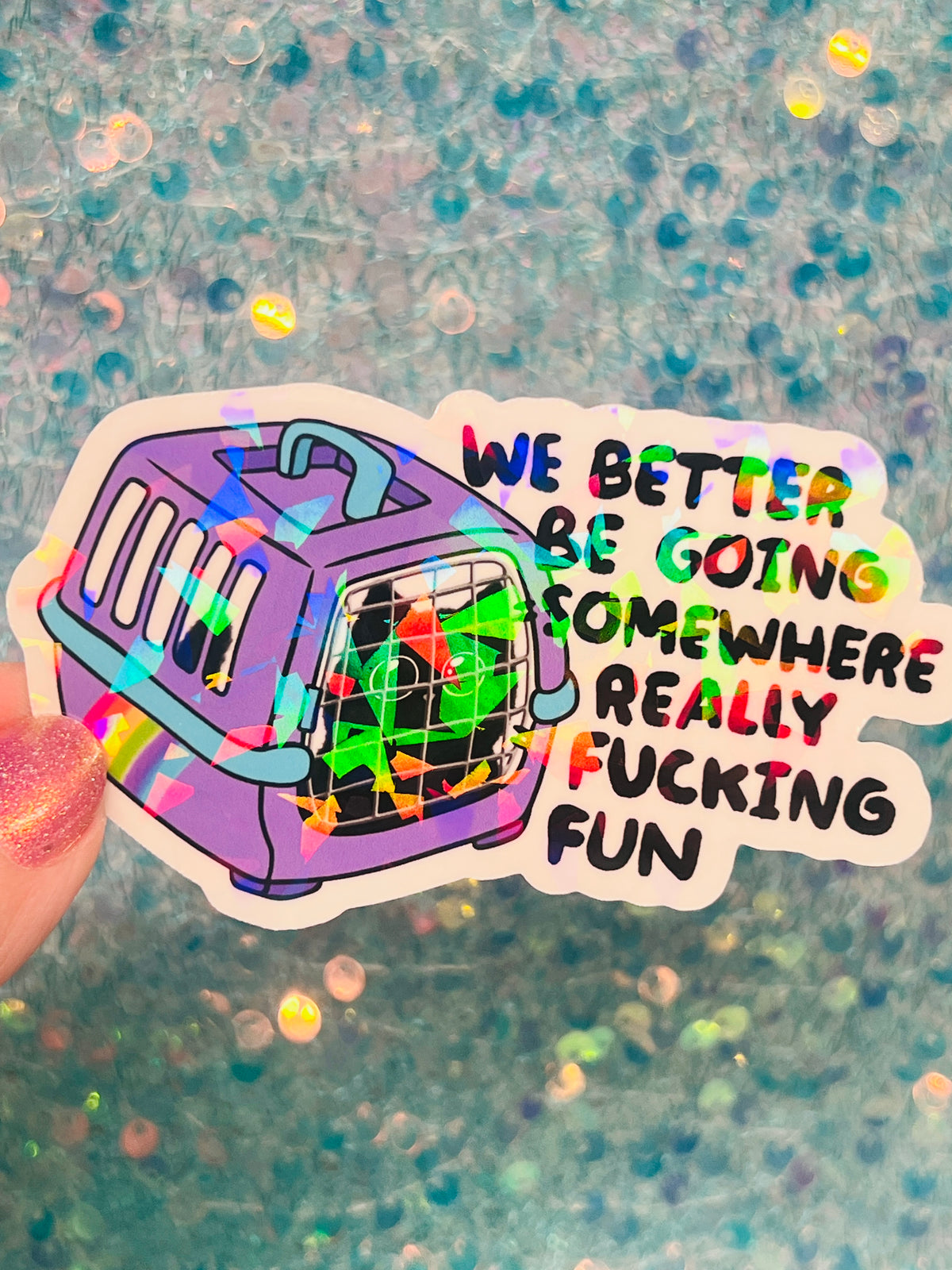 We Better Be Going Somewhere Really Fucking Fun Cat Carrier Sticker