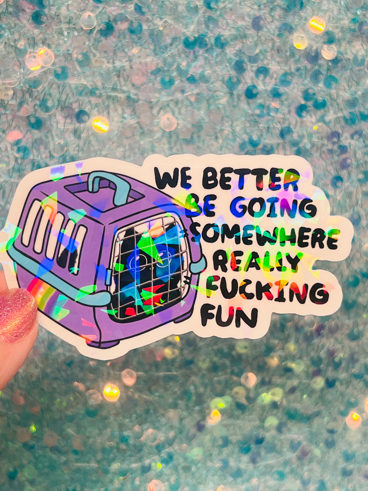 We Better Be Going Somewhere Really Fucking Fun Cat Carrier Sticker