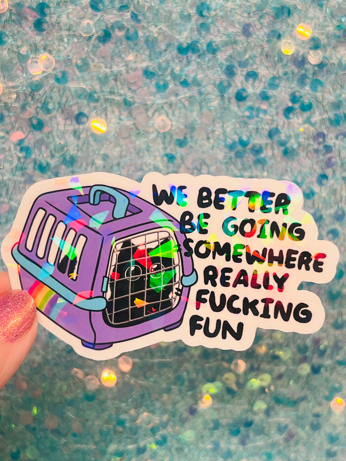 We Better Be Going Somewhere Really Fucking Fun Cat Carrier Sticker