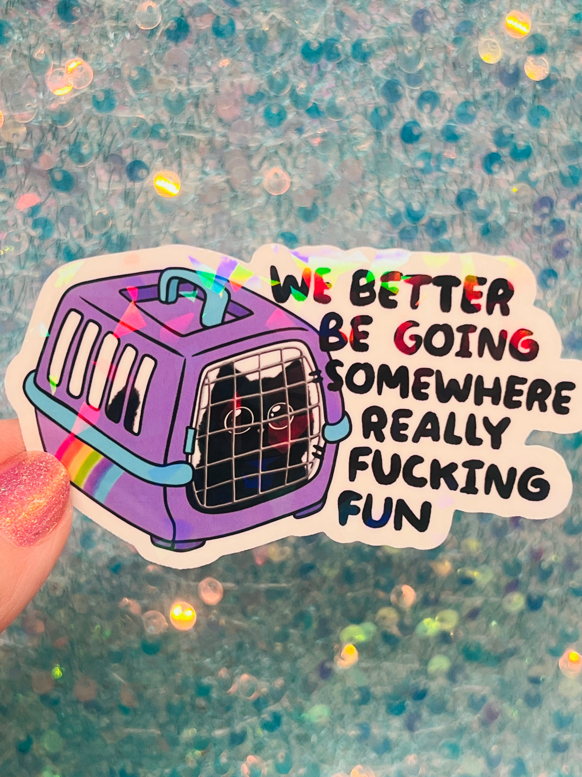 We Better Be Going Somewhere Really Fucking Fun Cat Carrier Sticker