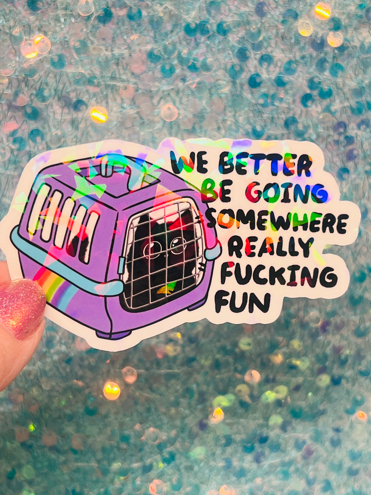 We Better Be Going Somewhere Really Fucking Fun Cat Carrier Sticker