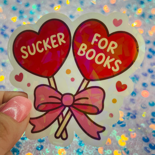 Sucker for Books Holographic Book Lover Sticker