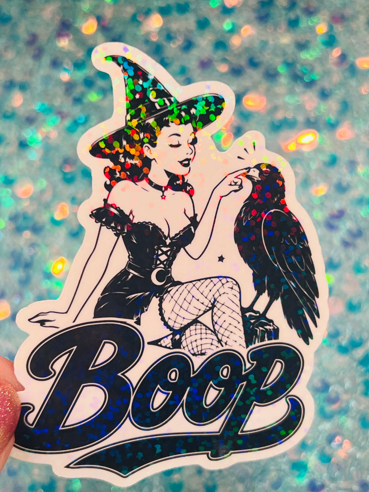 Boop Witch and Raven Holographic Sticker