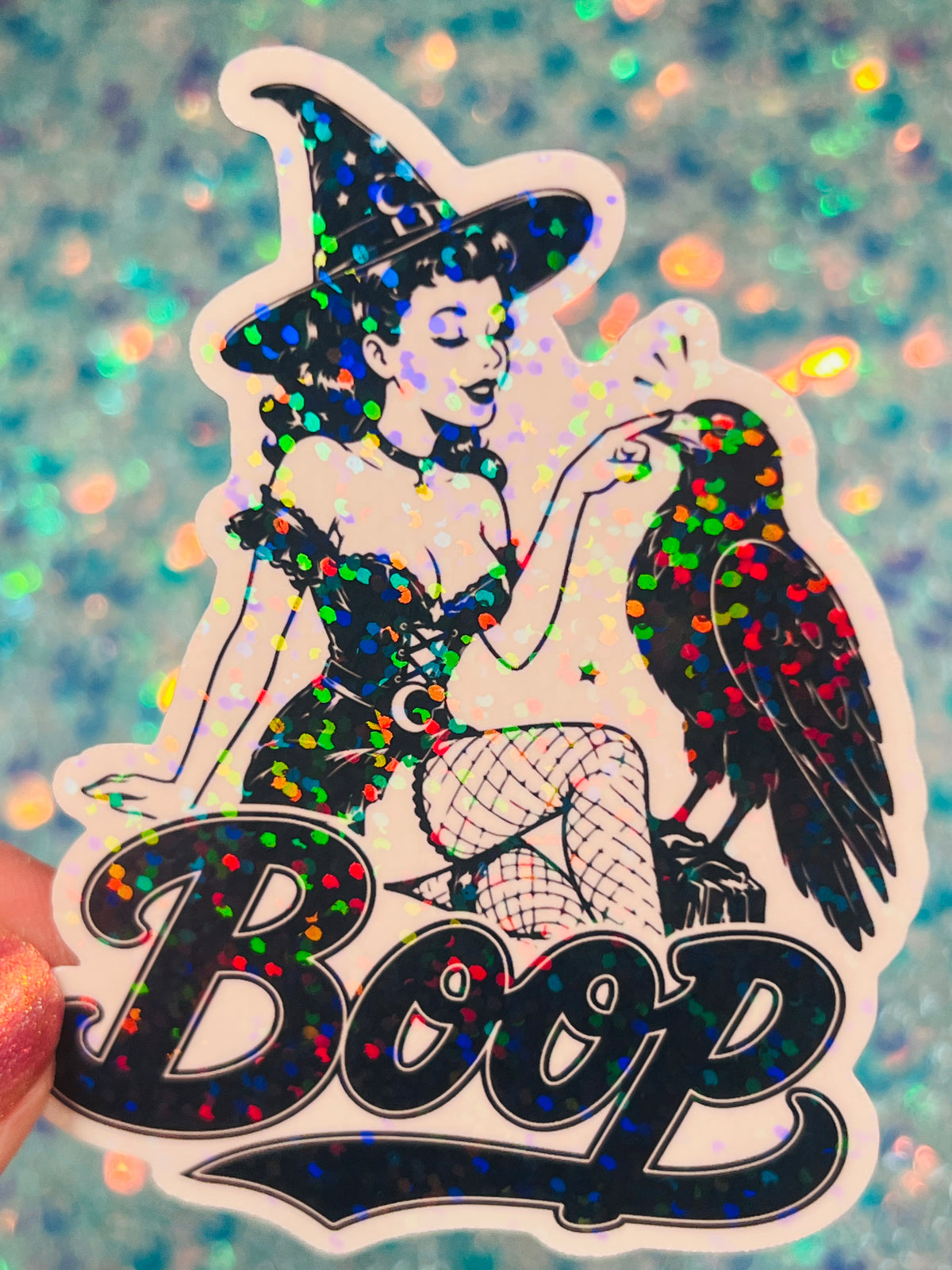 Boop Witch and Raven Holographic Sticker