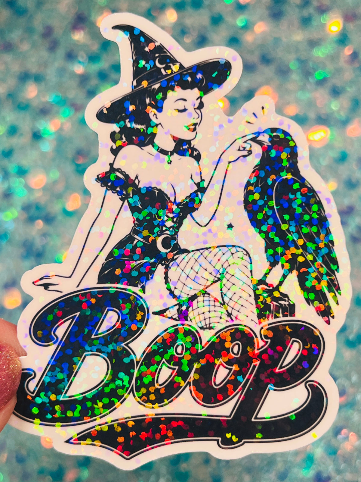 Boop Witch and Raven Holographic Sticker