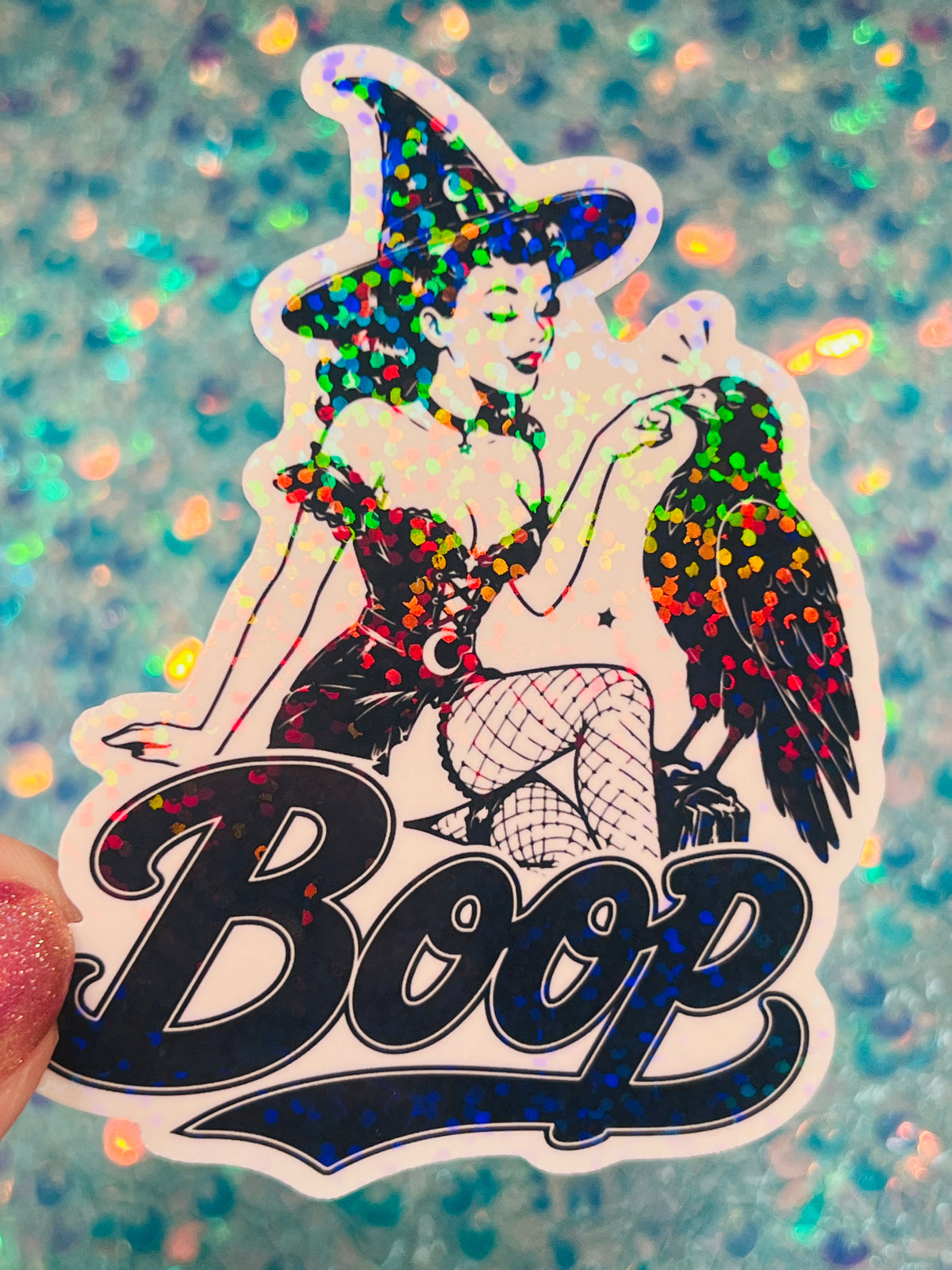 Boop Witch and Raven Holographic Sticker