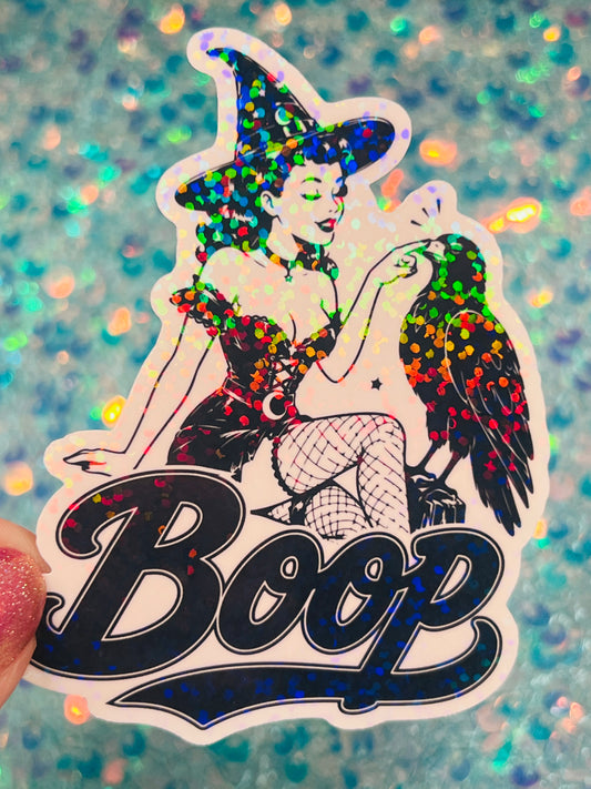 Boop Witch and Raven Holographic Sticker