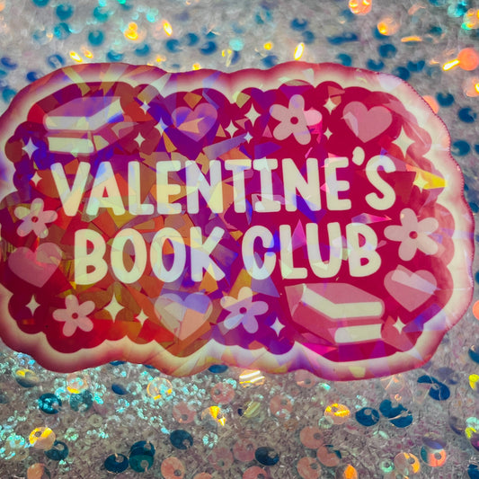 Valentines Book Club Holographic Book Lover Sticker