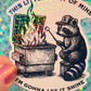 This Little Light of Mine Raccoon Dumpster Fire Holographic Sticker