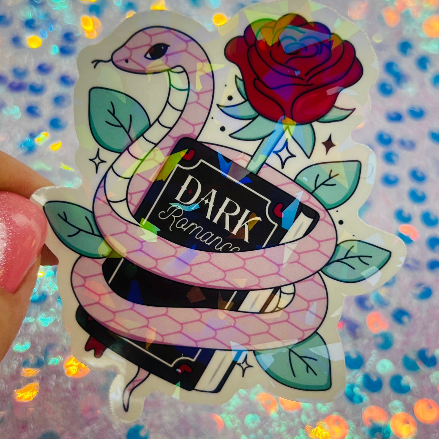 Dark Romance Snake Holographic Bookish Sticker