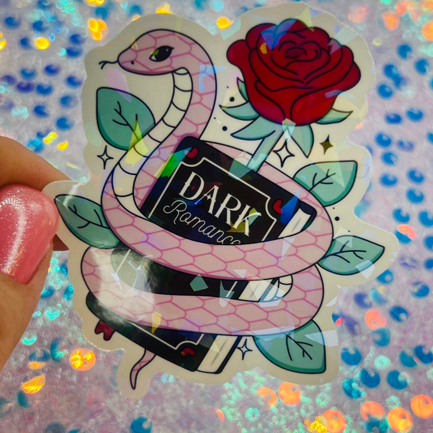 Dark Romance Snake Holographic Bookish Sticker