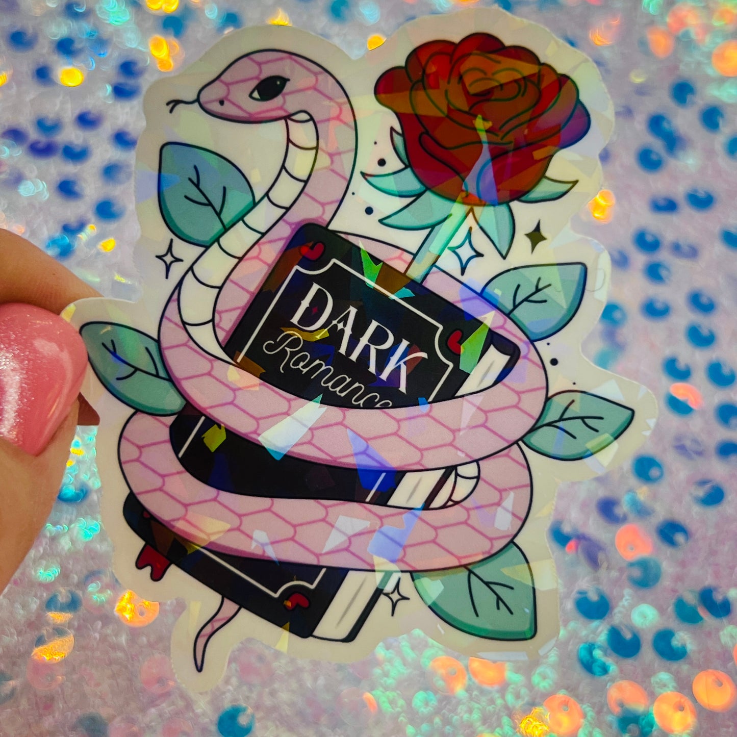 Dark Romance Snake Holographic Bookish Sticker