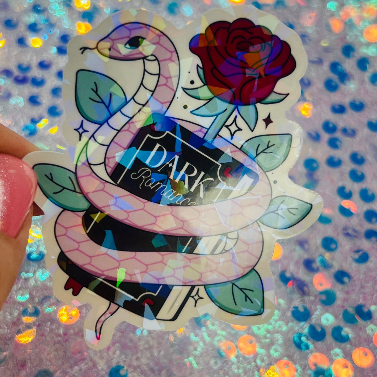 Dark Romance Snake Holographic Bookish Sticker