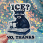 ICE? No Thanks Raccoon Activist Holographic Sticker