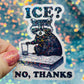 ICE? No Thanks Raccoon Activist Holographic Sticker