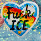 Fuck ICE Rainbow Heart Holographic Activist Sticker