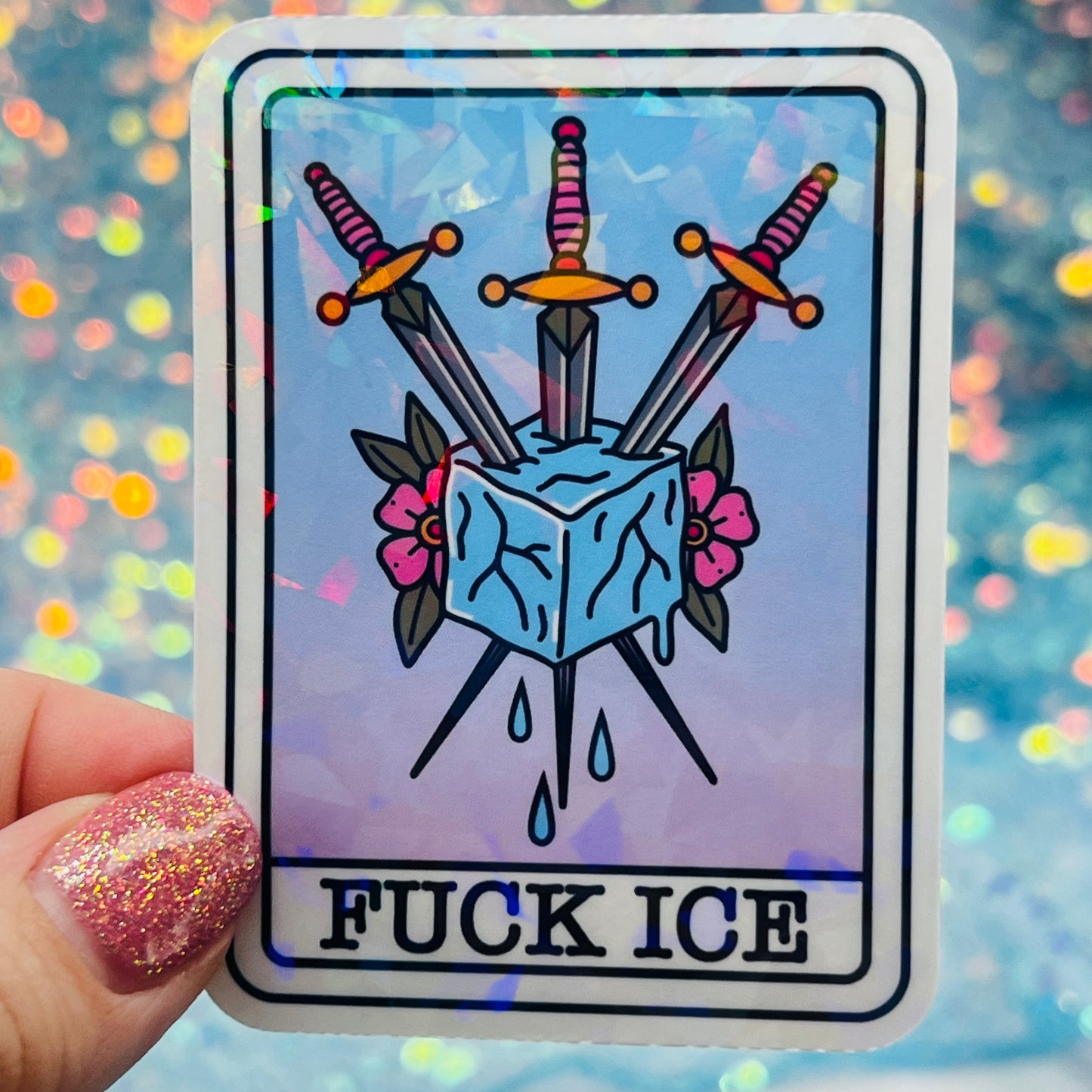 Fuck ICE Holographic Activist Sticker – Resistance Art