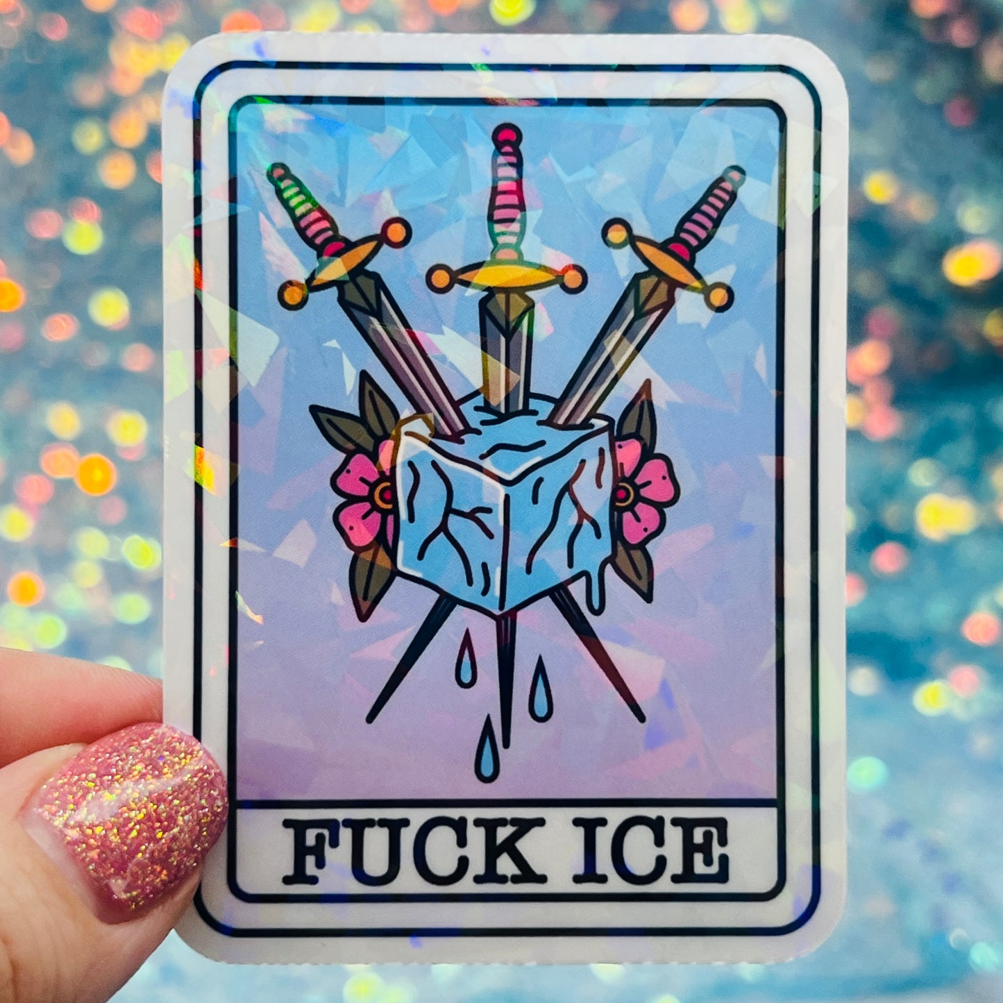 Fuck ICE Holographic Activist Sticker – Resistance Art