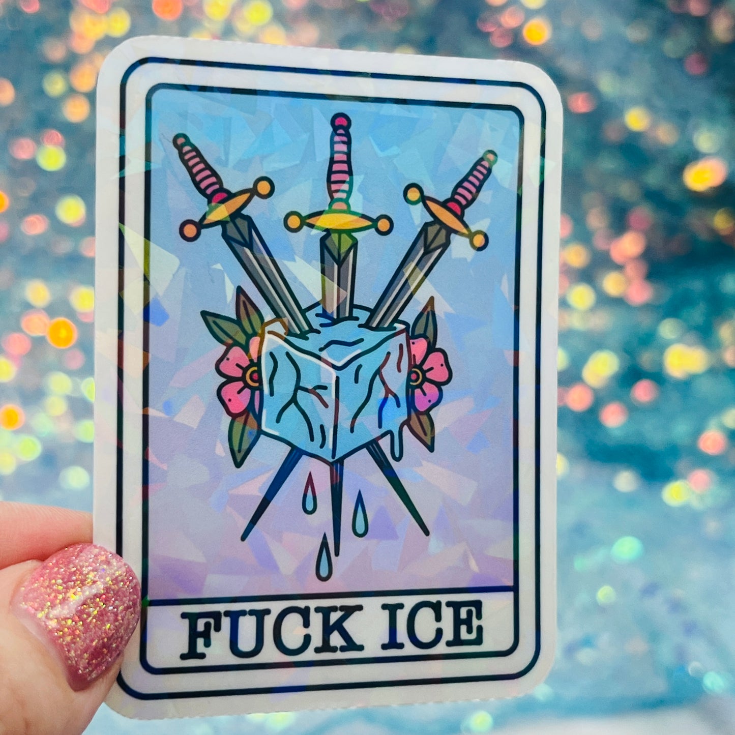 Fuck ICE Holographic Activist Sticker – Resistance Art