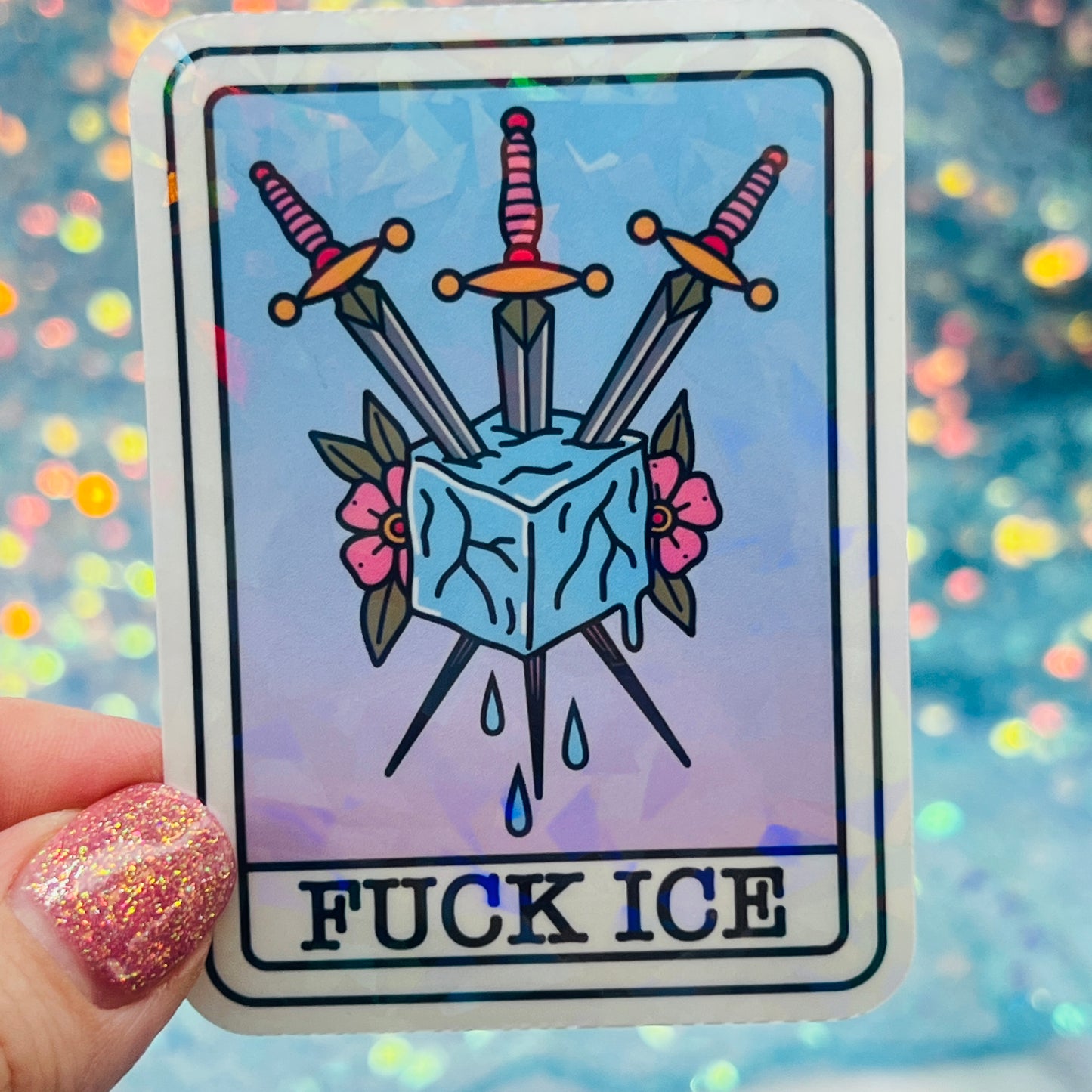 Fuck ICE Holographic Activist Sticker – Resistance Art