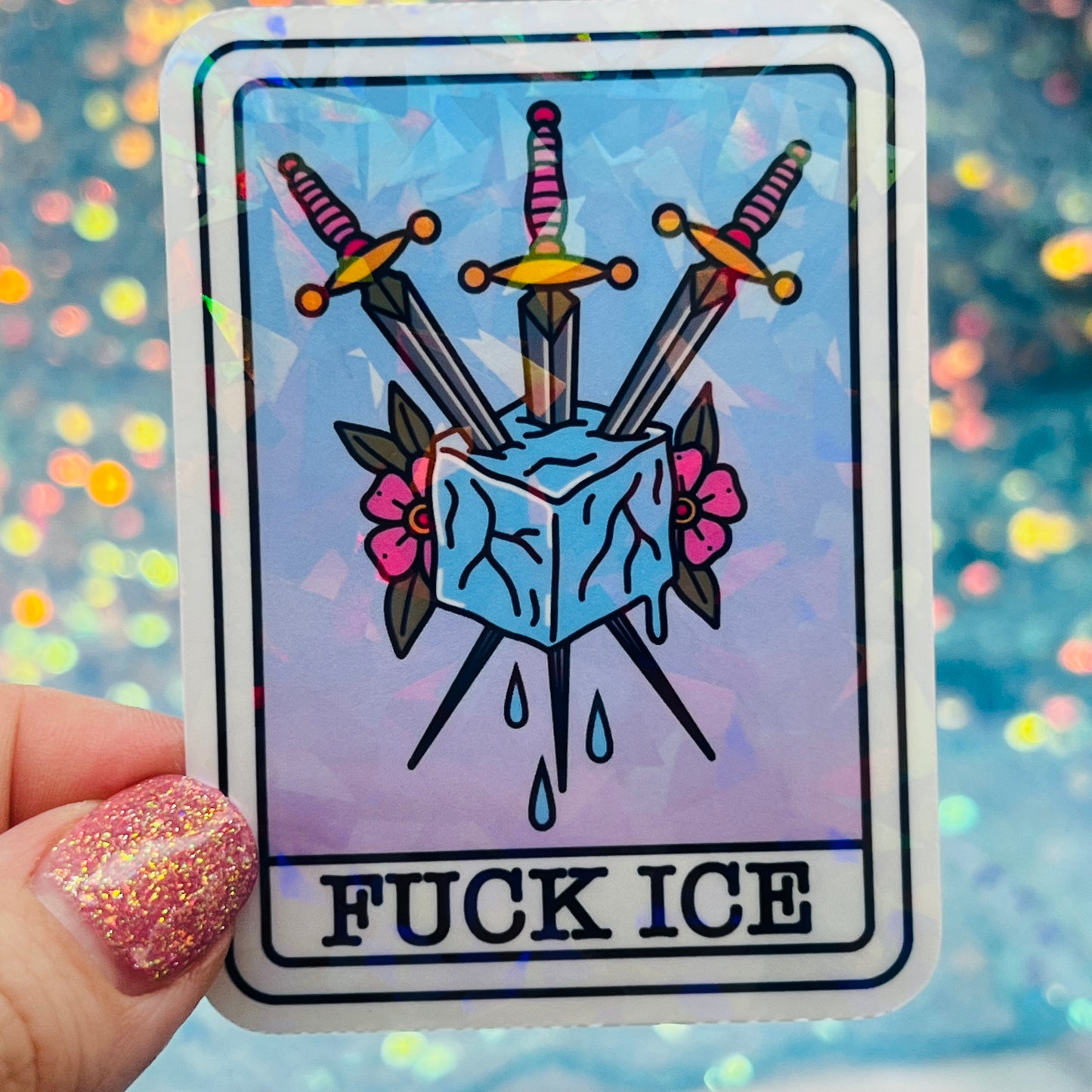 Fuck ICE Holographic Activist Sticker – Resistance Art