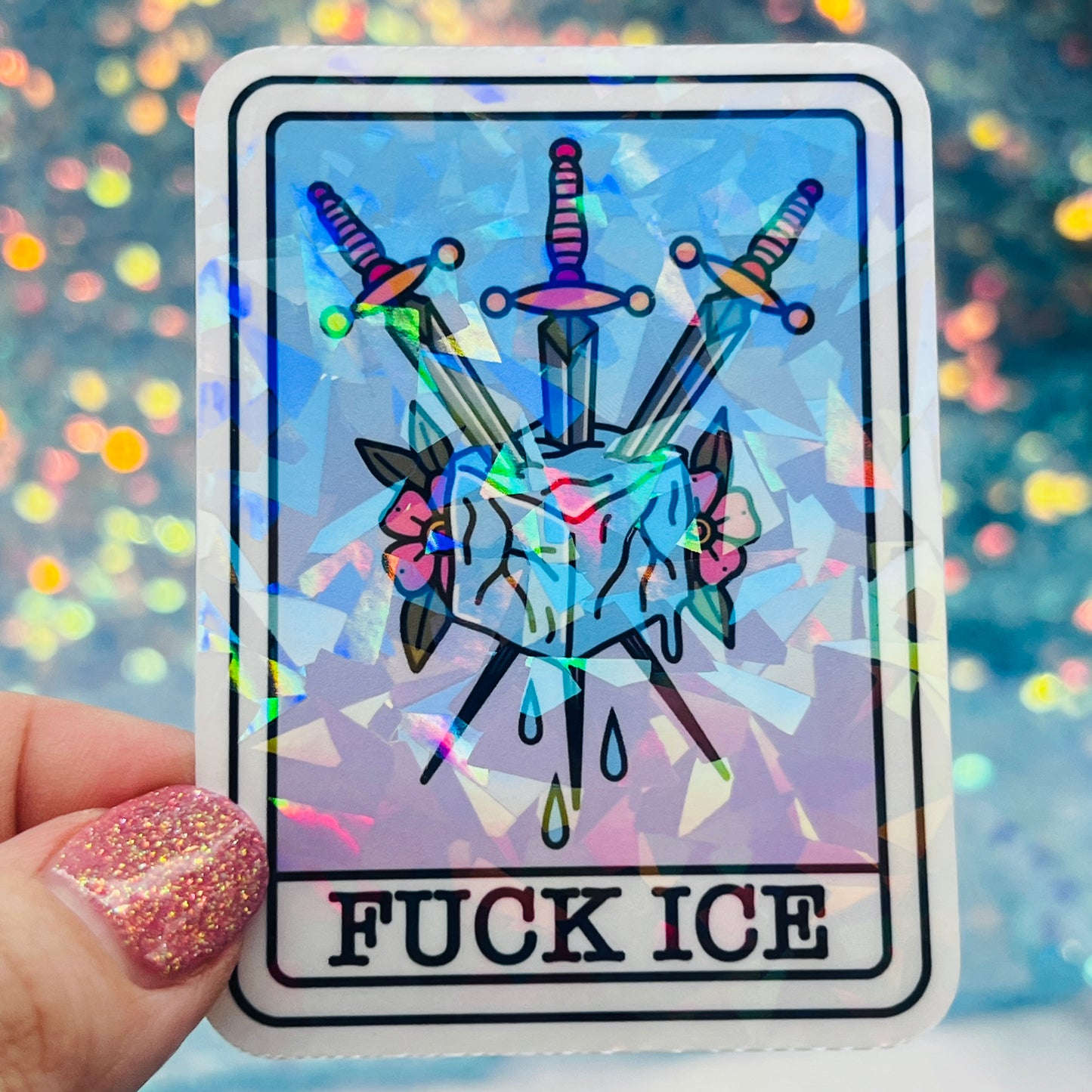 Fuck ICE Holographic Activist Sticker – Resistance Art
